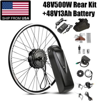 YOSE POWER Electric Bike Conversion Kit 26inch 48V 500W E-Bike Motor Hub Wheel with Battery