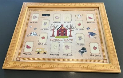 MARCO REGLA MADERA DÍAS ESCOLARES 1er-12º GRADO IMAGEN COLLAGE ESTANTE/DECORACIÓN DE PARED Foto 1 de 4