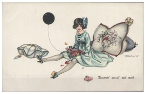 XX1178/ Juneg faru mit Luftballon schöne Künstler Ak   Hahn 1918  - Bild 1 von 2