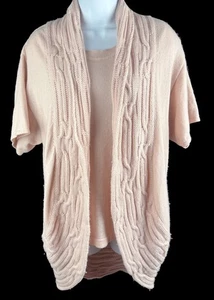 Conjunto de cárdigan y suéter de cachemir de manga corta rosa Escada para mujer talla M - Imagen 1 de 7