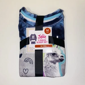 Justice Girls Cozy Fleece Long Sleeve Top, Sleep Short Pajama Set Size M 10 NEW - Picture 1 of 9