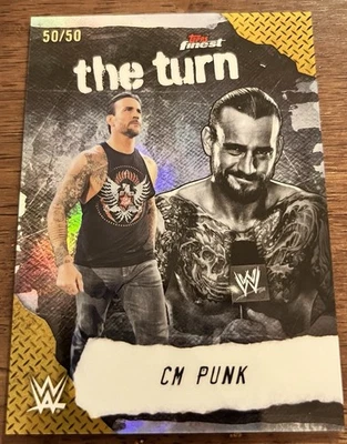 CM PUNK The Turn 50/50 Gold Parallel 2025 Topps WWE Finest - Image 1 of 2