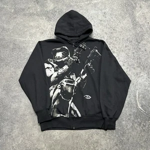 Vintage Halo Master Chief Bungie XBOX 360 Hoodie Black Full Zip Jacket Large - Picture 1 of 5