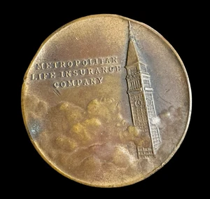 Medallón Metropolitan Life Insurance 1930 Premio Vendedor Bronce 2.25" - Imagen 1 de 7