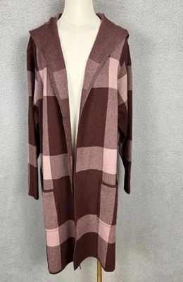 Belldini Women's Plaid Hooded Open Cardigan Brown 3XL New Without Tags - Image 1 of 4