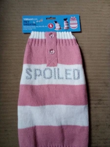 MAGLIONE PET - Taglia (S) Stampa a righe rosa e bianca, "VIZIATO" NUOVO in confezione - Foto 1 di 3