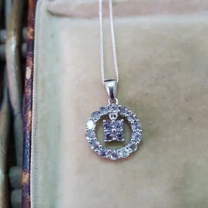 925 Sterling Silver Necklace, Natural Colour Change Sapphire Pendant, Circle - Picture 1 of 8