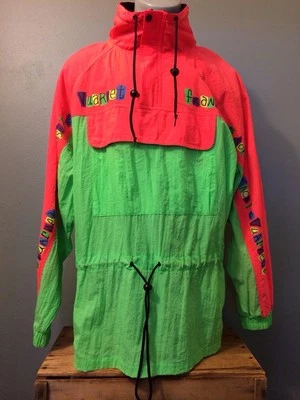 Vtg 80s Vuarnet Ski Snowboard Jacket Mens L Day Glow Neon Green Pullover Coat - Image 1 of 4