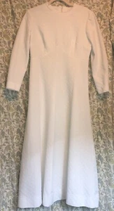 Vintage 60s 70s Wedding Prom Formal Dress Sz M Hand Made Long Sleeve Full Length - Picture 1 of 5