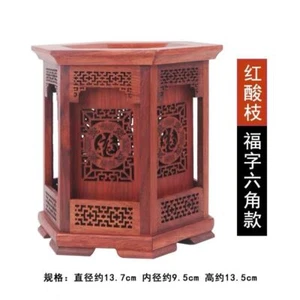 Exquisite CHINESE Rosewood Pen Holder Handwork Carved Polygon Hollow Brush Pot - Picture 1 of 2