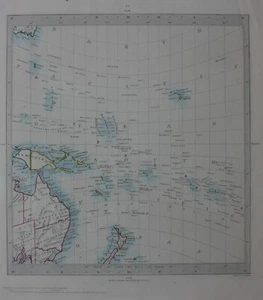 POLYNESIA, PACIFIC OCEAN, original antique map, gnomonic projection, SDUK c.1858 - Picture 1 of 4