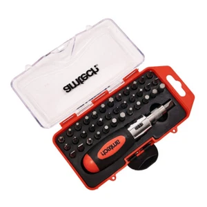 38pc Stubby Ratchet Screwdriver & Bits Set Torx Square Pozi Phillips Slotted Hex - Picture 1 of 12