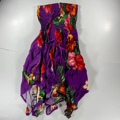 Vestido Halter Niña Hawaiano Luau Verano Púrpura Rosa Rojo Hibisco Talla 8 Foto 1 de 4