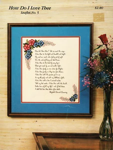 Browning ""HOW DO I LOVE TEE"" Poesia religiosa motivo punto croce - Foto 1 di 1