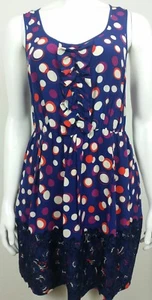 Moulinette Soeurs Anthropologie Womens Dress Sz 8P Blue Dotted Floral 100% Silk - Picture 1 of 10