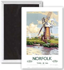 Norfolk Windmill (old rail ad.) fridge magnet - Picture 1 of 1