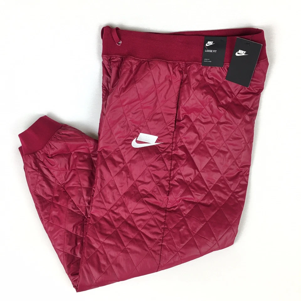 Nike Sportswear Pack Quilted Womens L Joggers Pants Red Cj6256 010