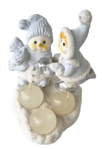 RETIRED Flomo Snow Buddies With 3 Candle Snowballs Retired Holiday Glitter - Picture 1 of 8