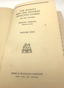 Scarce Volume 9 The World's Best 100 Detective Stories Volume  9 Vintage 1929 - Picture 1 of 6