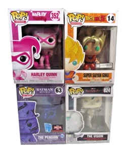 Funko Pop ! Lot of 4 - Vision -  Harley Quinn - Penguin - Super Saiyan Goku - Picture 1 of 10