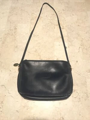 Vintage Etra Navy Leather Shoulder Purse 1970s Foto 1 de 4