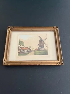 Antique Art Nouveau Wood Pie Crust Picture Frame With Print and Original Glass. - Picture 1 of 7