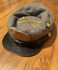 Vintage Civil War Replica Kepi Hat The Depot Shepherdstown Wool Leather