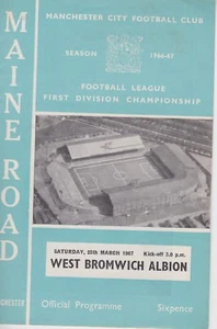 MANCHESTER CITY V WEST BROMWICH ALBION ~ 25 DE MARZO DE 1967 (2) EXCELENTE ESTADO - Imagen 1 de 1