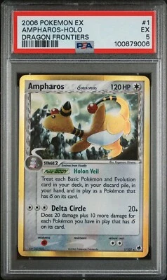 2006 Pokemon Ex Dragon Frontiers #1/101 Ampharos δ Holo PSA 5 - Image 1 of 2