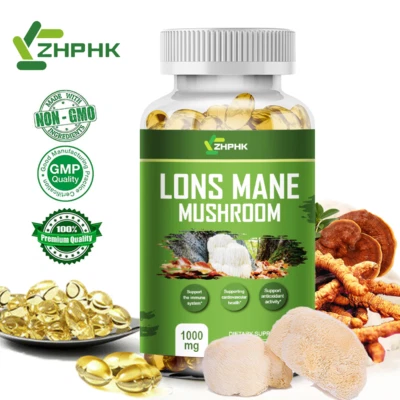 1000Mg Organic Lions Mane Mushroom Nootropic Brain Memory Focus Immune Support - Image 1 of 4