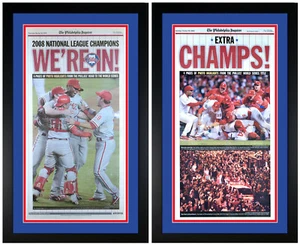 Philadelphia Phillies 2008 NLCS & World Series ORIGINAL Zeitungsset gerahmt! - Bild 1 von 3