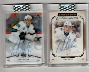 2018-19 Clear Cut Embedded Endorsements 14/25 and Base Card Timo Meier Sharks - Picture 1 of 2