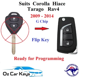 SUITS TOYOTA HIACE RAV4 COROLLA TARAGO 2009 2010 2011 2012 2014 REMOTE FLIP KEY - Picture 1 of 13