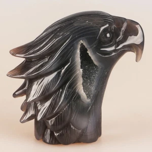 4.7" Natural Geode Agate Quartz Crystal Hand Carved Eagle Head Animal 724g - Picture 1 of 8