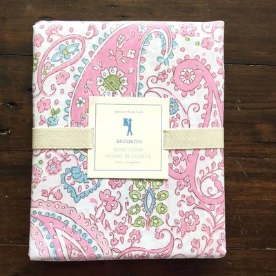 Pottery barn kids Brooklyn Duvet Cover twin pink paisley flower - Image 1 of 2