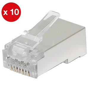 10 PACK - 8P8C Shielded Modular Plug Cat6a Through Hole (Suit Solid Cable) - Picture 1 of 3