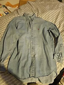 Polo Ralph Lauren Camicia Denim Blu L - Foto 1 di 4
