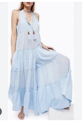 Mono transparente Free People Beach Bum azul metálico a rayas talla M nuevo sin etiquetas Foto 1 de 4