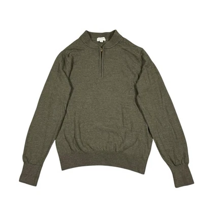 Club Monaco Green Sweater Men's Sz M 100% Merino Wool 1/4 Zip Lightweight - Image 1 of 4