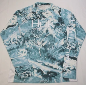 Huk Men’s Long Sleeve Blue Camouflage Shirt Performance Fishing Small - Picture 1 of 4