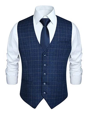  Chaleco de traje para hombre Chaleco de vestir formal de negocios para esmoquin calce ajustado X-grande azul Foto 1 de 4