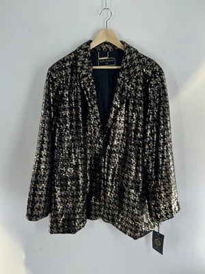 Kathy Ireland Women's Fashion 360 Carlyle Sequin Blazer Gold/Black -3X - Image 1 of 4