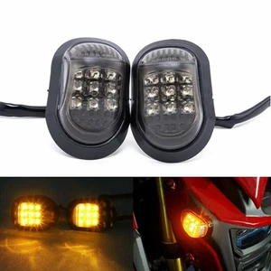 2Pcs Amber Motorcycle 9LED Flush Mount Turn Signals Indicators Blinker Light 12V - Picture 1 of 15