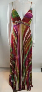 Vtg ALBERTO MAKALI Maxi Dress Silk Mesh Gown 10 Fairy Y2K Boho Watercolor NWOT - Picture 1 of 24