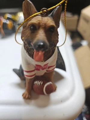 EVERGREEN SOLAR NEBRASKA CORNHUSKERS DOG GERMAN SHEPHERD JERSEY ORNAMENT