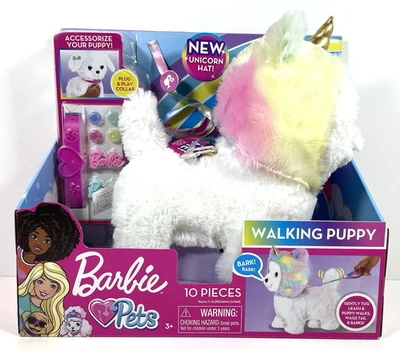 Barbie Pets Walking Puppy with Unicorn Hat - Walks Wags Tail & Barks - Image 1 of 4