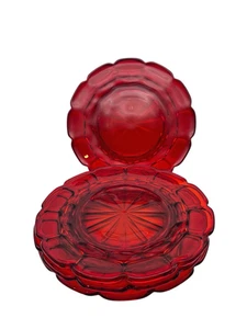 Seltenes 4er Set Fostoria Argus Rubinrot 8" Mittagessen Salat Dessert Teller - Bild 1 von 6