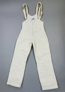 Vtg 80s Snow Trail Retro White Nylon Snow Bib Ski Suit Unisex Small Lined - Picture 1 of 11