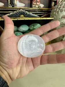 Selenit weißer Palmenstein Buddha Bild 3" natürlicher Kristall - Bild 1 von 4
