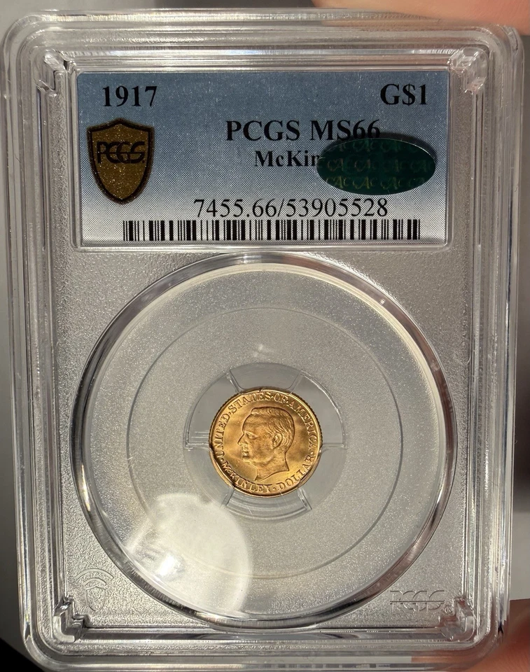 1917 $1 PCGS MS 66 CAC McKinley Commemorative Gold Dollar - Image 1 of 4